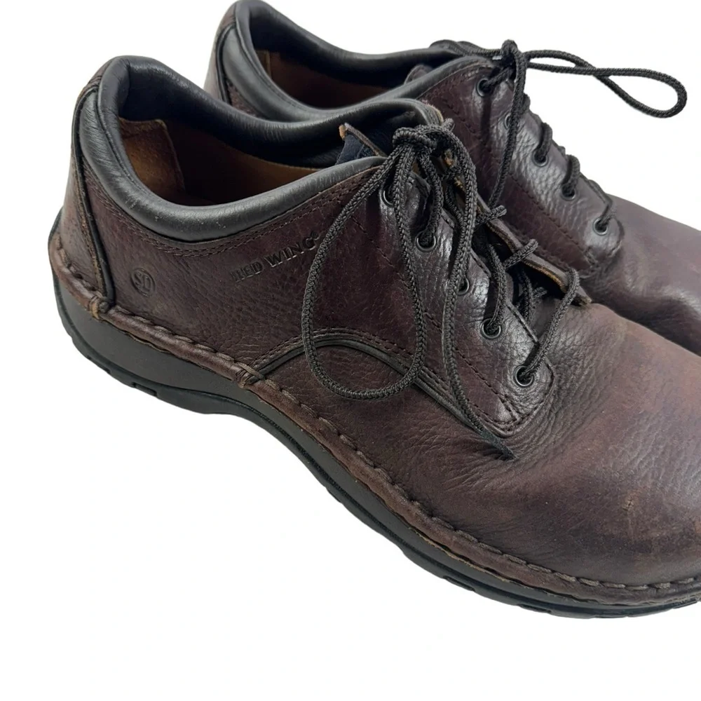 Red Wing Brown Men’s Brown Leather Safety Work Shoe Hard Toe Slip Resistant 8